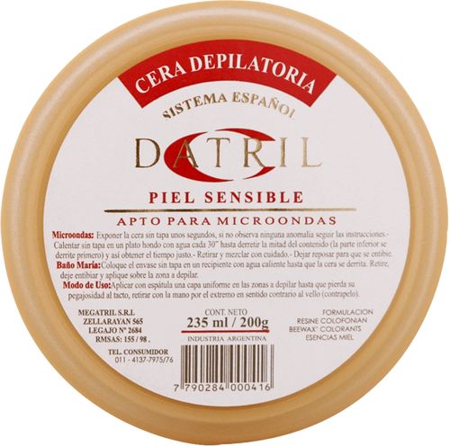 Cera Depilatoria sistema español piel sensible x 200 gr