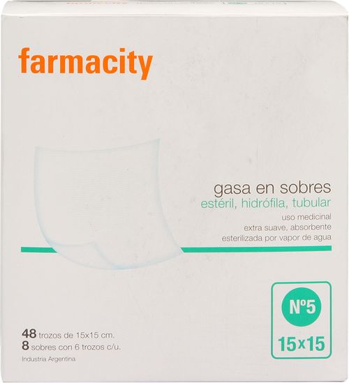 Gasa Estéril hidrófila tubular 15 x 15 cm Nº5 x 6 un