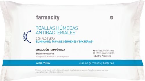 Toallas Húmedas Antibacteriales con Aloe Vera x 40 un