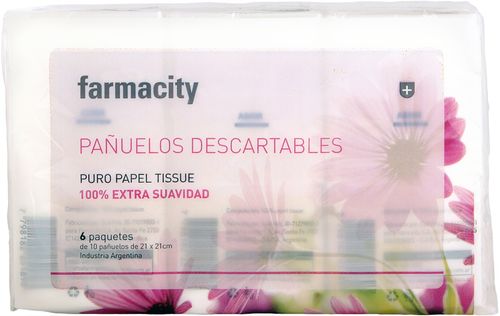 Pañuelos Descartables Farmacity Extra Suave Pack x 6 x 10 un c/u
