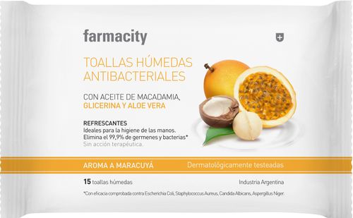 Toallas Húmedas Antibacteriales Aroma Maracuyá x 15 un