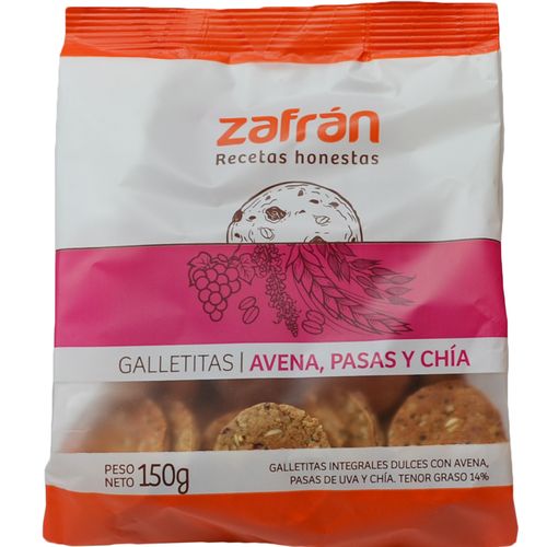 Galletitas Zafrán con Avena, Pasas y Chia x 150 g