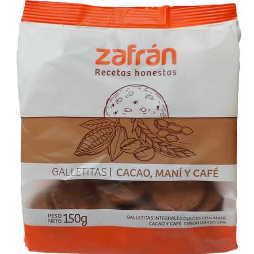 Galletitas Zafrán con Cacao, Maní y Café x 150 g