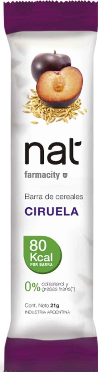 Barra de Cereales Nat sabor Ciruela con Fibras x 21 g