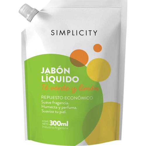 Repuesto de Jabón Líquido Simplicity Té Verde y Limón x 300 ml