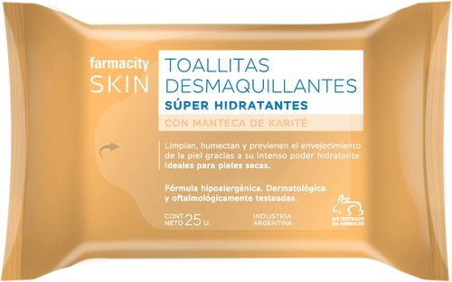 Toallitas Desmaquillantes Farmacity Skin con Karité x 25 un