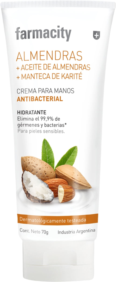 Crema para Manos Farmacity Antibacterial Almendras x 70 ml