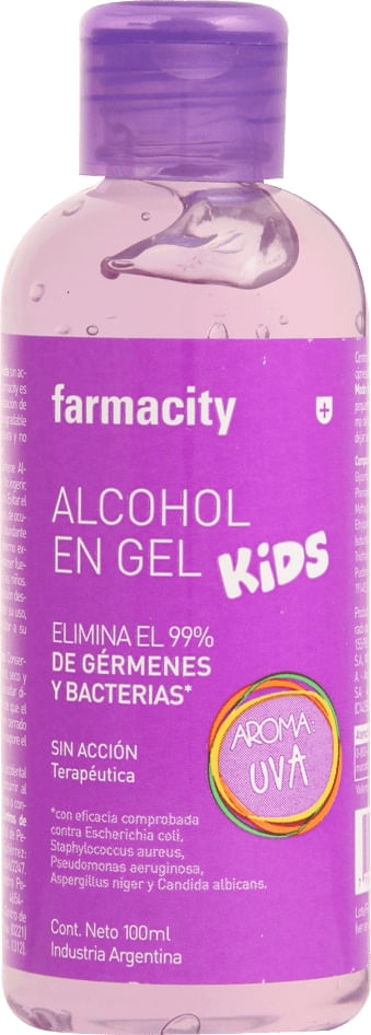 Alcohol en Gel Farmacity Kids Uva x 100 ml