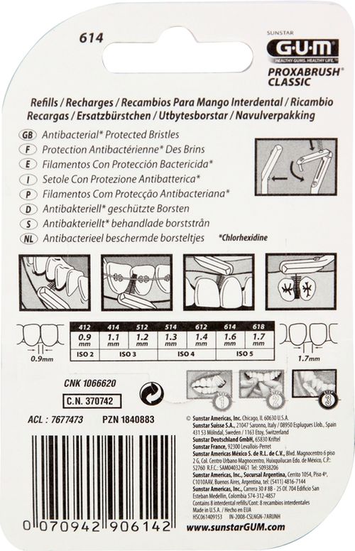 Repuesto Cepillo Interdental Gum Proxabrush 0.8 mm x 8 un