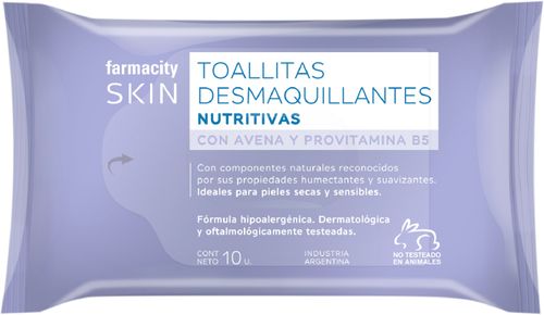 Toallitas Desmaquillantes Farmacity Skin Nutritivas x 10 un