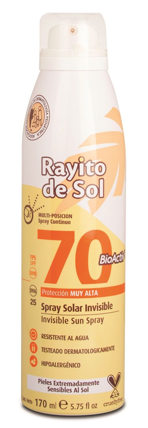 Protector Solar Rayitos del Sol Spray Invisible Fps 70 x 150 ml