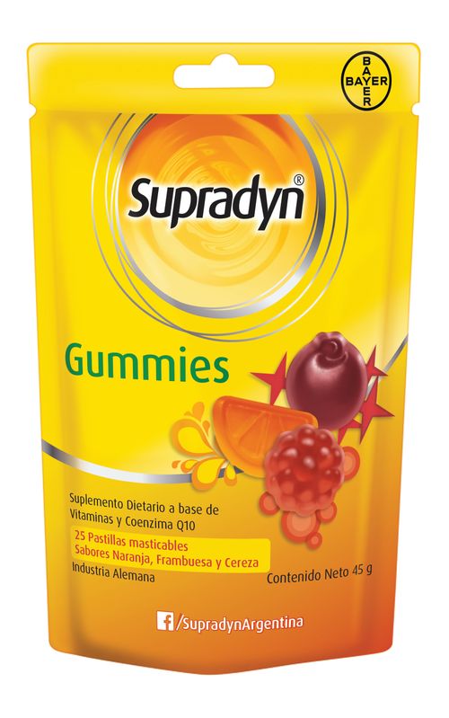 Suplemento Dietario Supradyn Gummies a Base de Vitaminas y Coenzima Q10 x 6 un x 25 Pastillas Masticables c/u