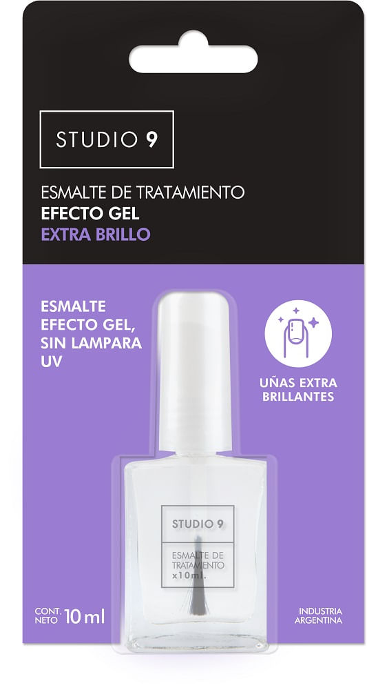 Tratamiento para uñas Studio 9 Efecto Gel extra brillo x 10 Ml