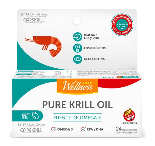 Suplemento Dietario  Pure Wellness Krill x 500 g x 24 cápsulas blandas