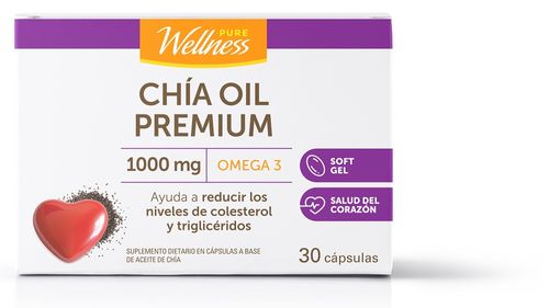 Suplemento Dietario Pure Wellness Chía Oil x 1000 g x 30 cápsulas blandas