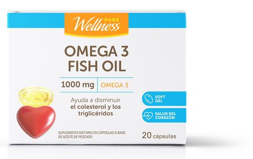 Suplemento Dietario Pure Wellness Omega3 Fish Oil x 1000 g x 20 cápsulas blandas