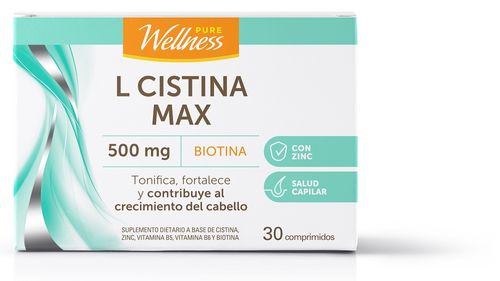 Suplemento Dietario Pure Wellness L-Cistina Max x 500 g x 30 un