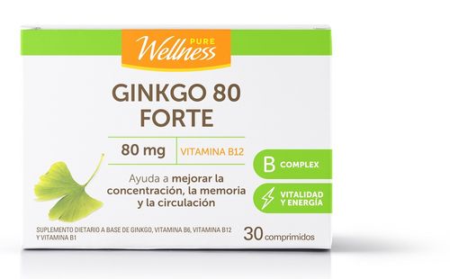 Suplemento Dietario Pure Wellness Ginkgo 80 Forte x 30 comprimidos