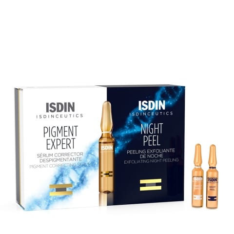 Ampollas Sérum Corrector Isdin Isdinceutics Pigment Expert Día + Ampollas Peeling Exfoliante Isdin Isdinceutics Night Peel Noche x 10 un