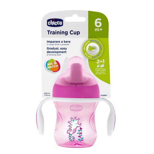 Vaso Chicco Training Cup 6M+ Rosa/Violeta x 200 ml