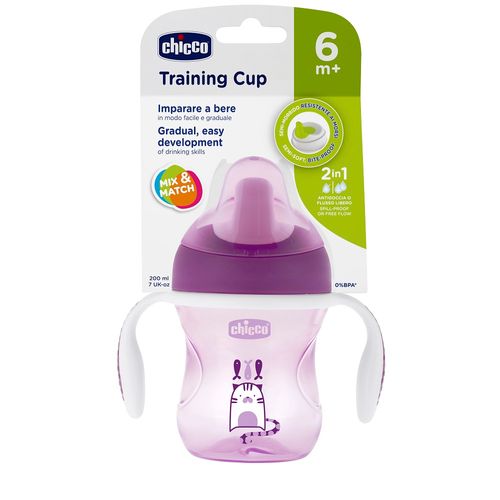 Vaso Chicco Training Cup 6M+ Rosa/Violeta x 200 ml