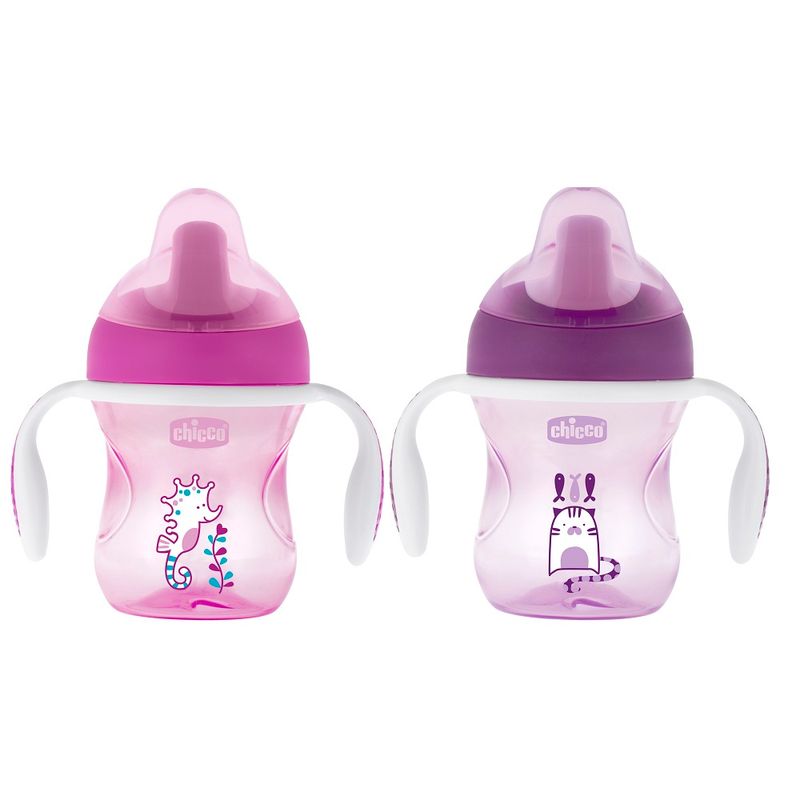 Vaso para bebés con aza antiderrame Chicco Training Cup color pink