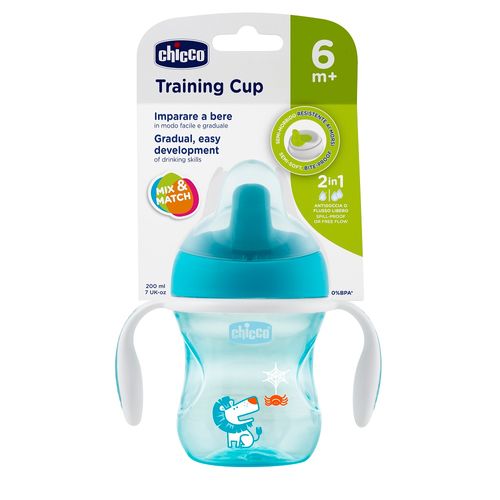 Vaso Chicco Training Cup 6M+ Celeste/Azul x 200 ml