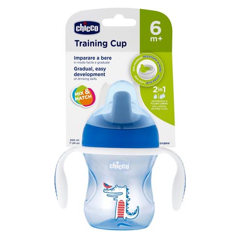 Vaso Chicco Training Cup 6M+ Celeste/Azul x 200 ml