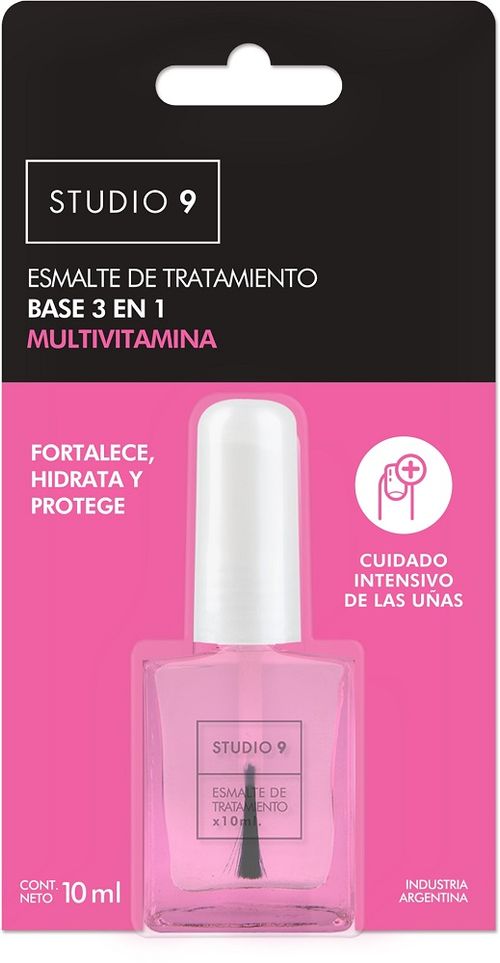 Esmalte tratamiento para uñas Multivitamina Studio 9 Base 3 en 1 x 10 ml