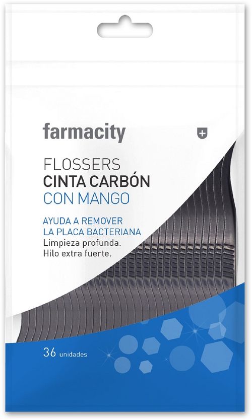 Flossers Farmacity Cinta Carbón con Mango x 36 un