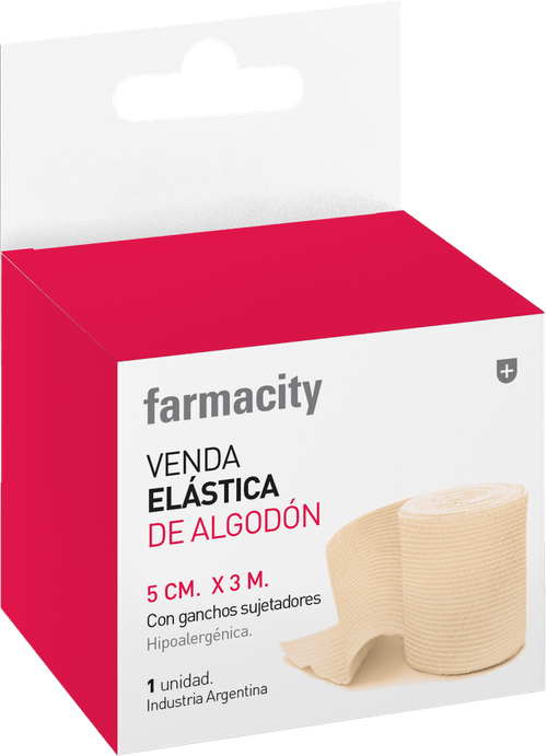 Venda Elástica Farmacity con ganchos Sujetadores x 5cm x 3 m