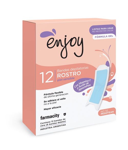 Banda Depilatoria para el Rostro Enjoy Piel Sensible x 12 un