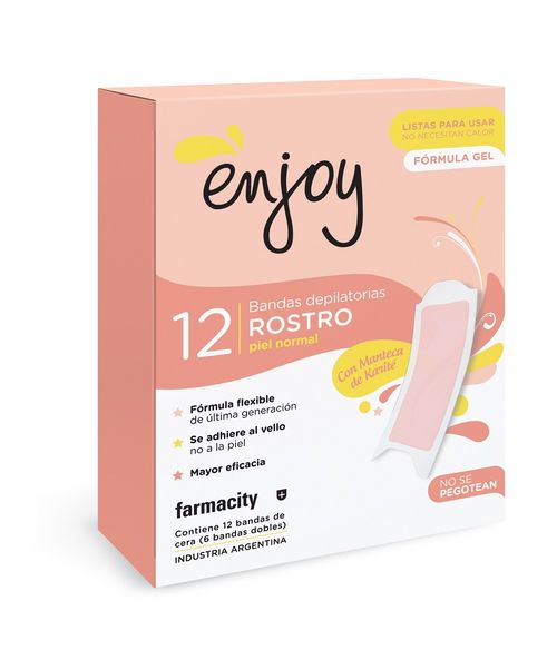 Banda Depilatoria para el Rostro Enjoy Piel Normal x 12 un