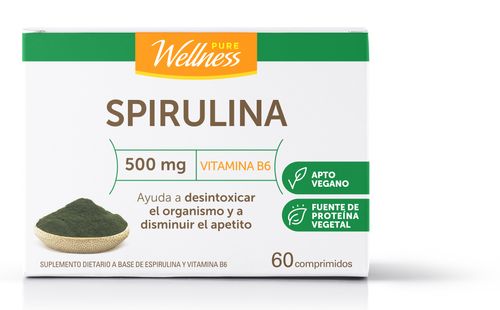 Suplemento Dietario Wellness Spirulina Pure x 500 g x 60 un