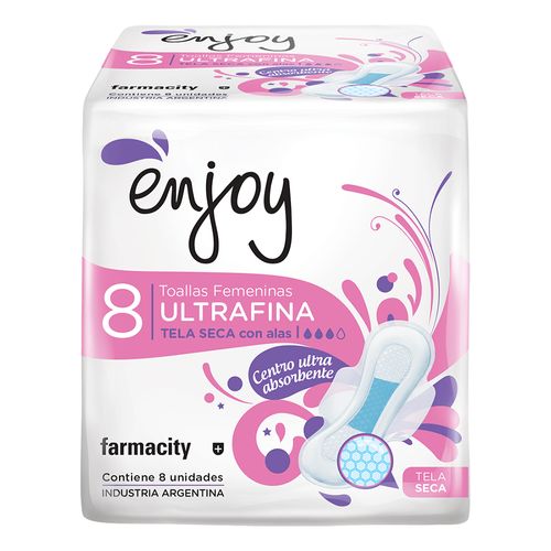 Toallas Femeninas Enjoy Ultrafina Supersec x 8 un