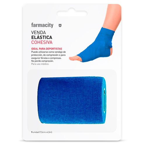 Venda Elástica Farmacity Cohesiva Azul x 7,5cm x 4,5mt