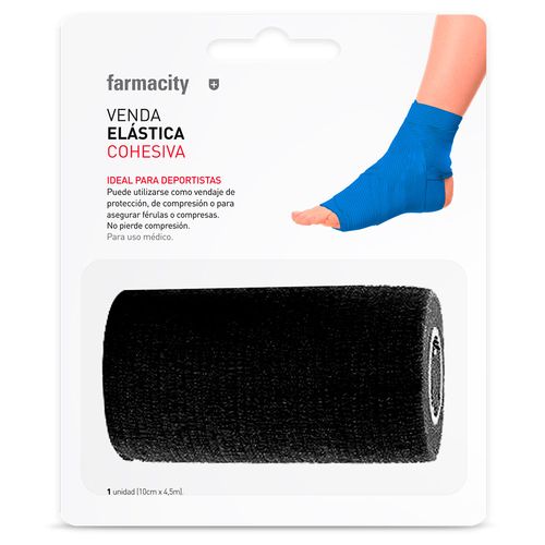Venda Elástica Farmacity Cohesiva Negro x 10cm x 4,5mt