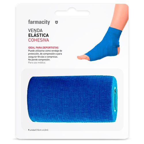 Venda Elástica Farmacity Cohesiva Azul x 10cm x 4,5mt
