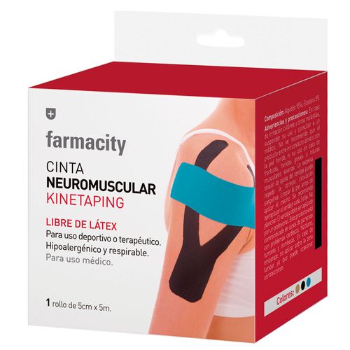 Cinta Farmacity Neuromuscular Kinetaping Negro x 5cm x 5mt