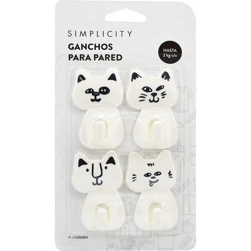 Ganchos para Pared Simplicity Gatitos x 4 un