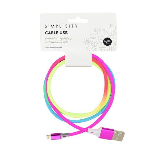 Cable para Iphone Simplicity Rainbow x 1 m