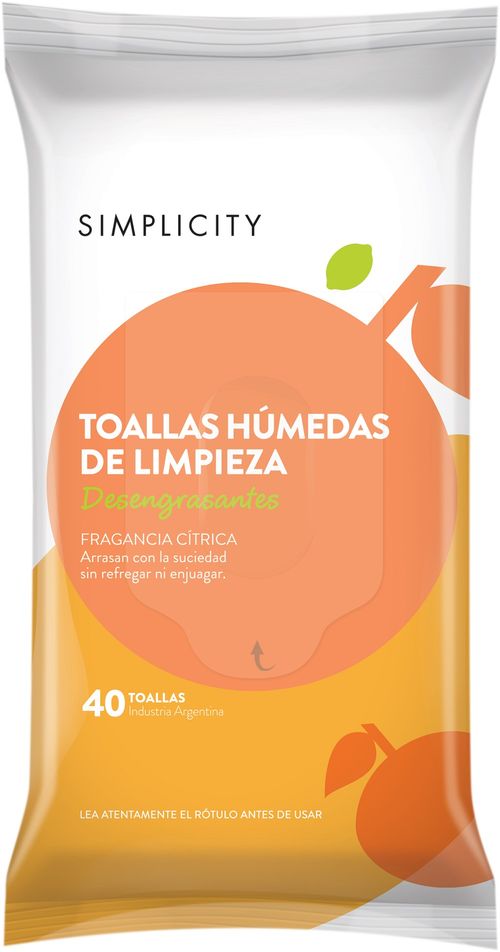 Toallas Húmedas Desengrasantes Simplicity x 40 un