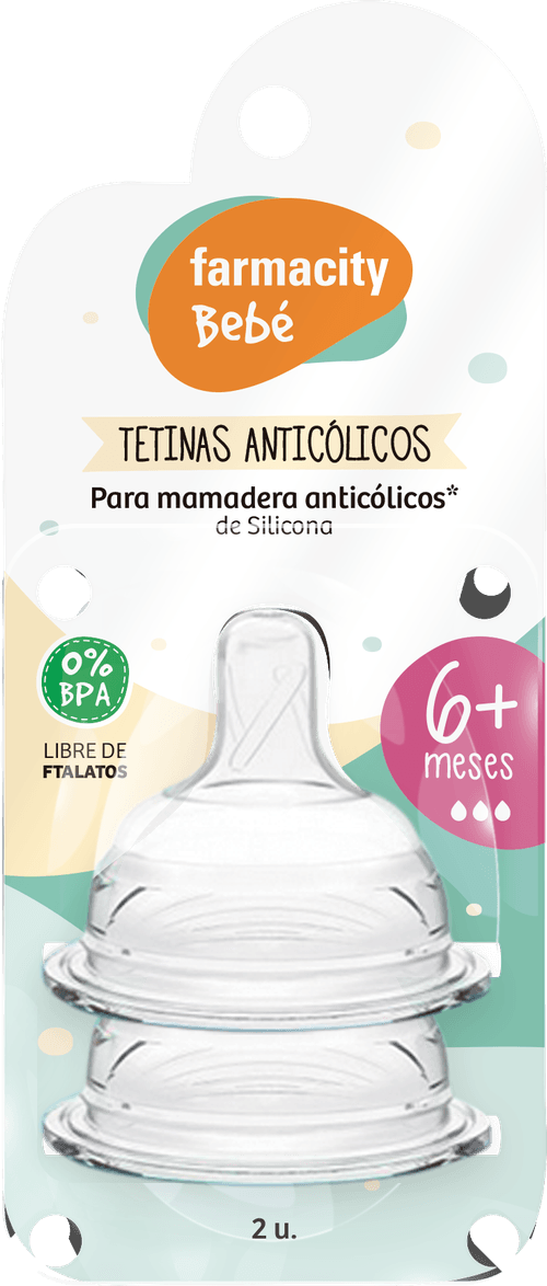 Tetinas Farmacity Bebé Natural Anticolicos Natural 6+ Meses x 2 un