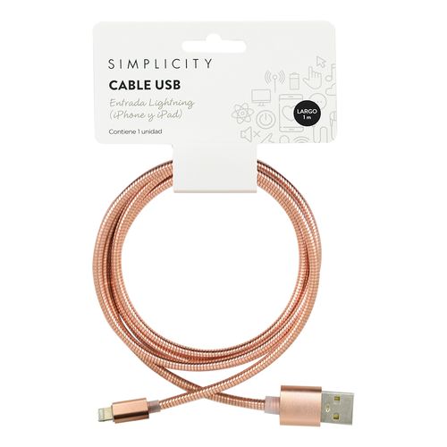 Cable Metalizado para Iphone Simplicity x 1 m -color sujeto a disponibilidad-