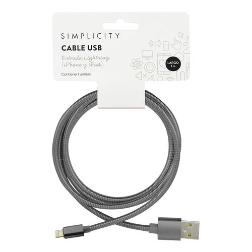 Cable Metalizado para Iphone Simplicity x 1 m -color sujeto a disponibilidad-