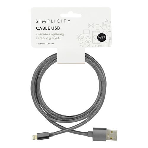 Cable Metalizado para Iphone Simplicity x 1 m -color sujeto a disponibilidad-