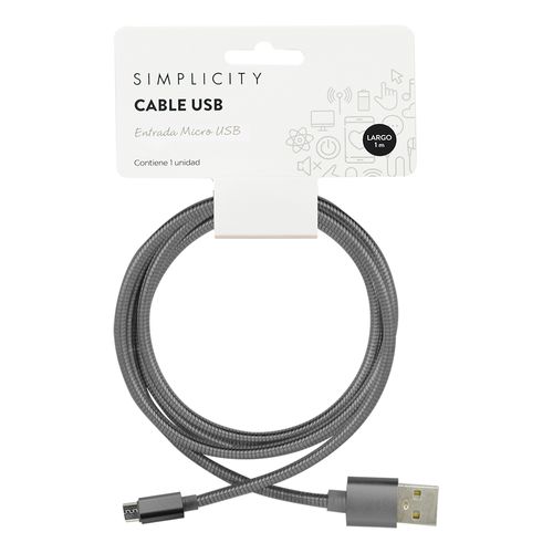 Cable Metalizado para Android Simplicity x 1 m -color sujeto a disponibilidad-