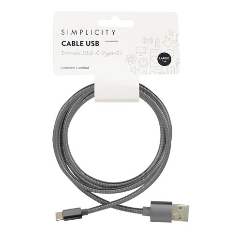 Cable Metalizado Type C Simplicity x 1 m -color sujeto a disponibilidad-