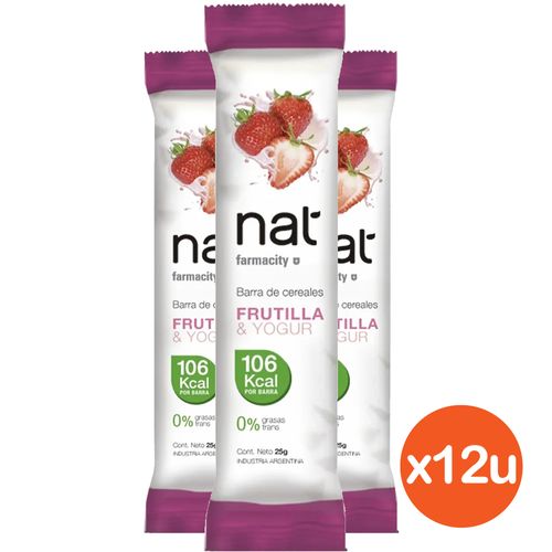 Combo Nat  Barras de Cereales sabor Frutilla y Yogur x 25 g x 12 un