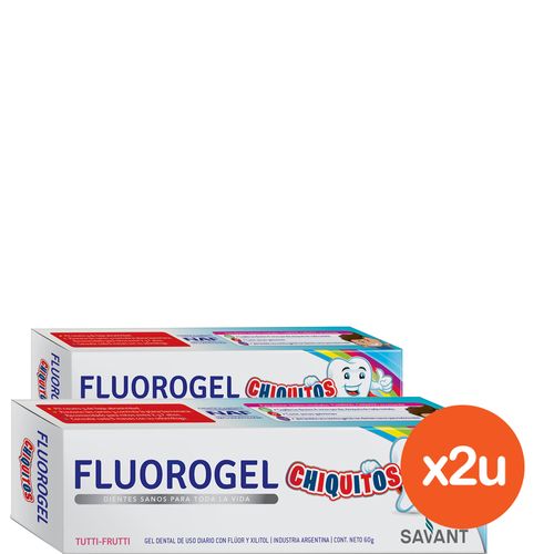 Combo Gel Dental Fluorogel Chiquitos sabor Tutti Fruti x 60 g